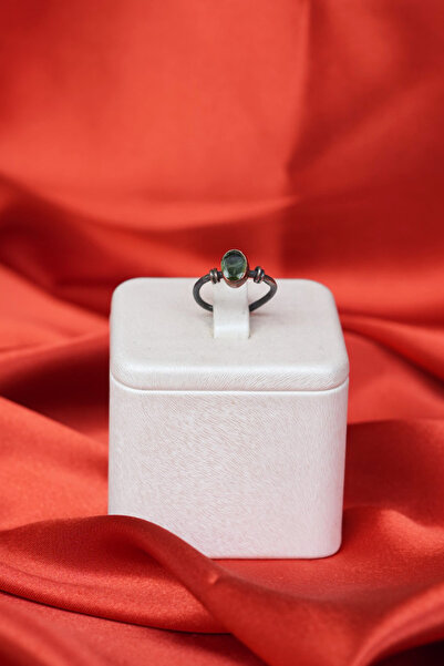 Luna Zebercet Doğal Taşlı Minimal Gümüş Yüzük