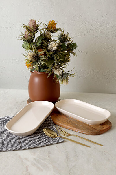 Keramika Krem Noyan Kayık Tabak 28 Cm 2 Adet 030