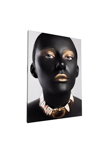 PozaTablou Pictură pe pânză: Portret modern cu machiaj auriu 80x110 cm