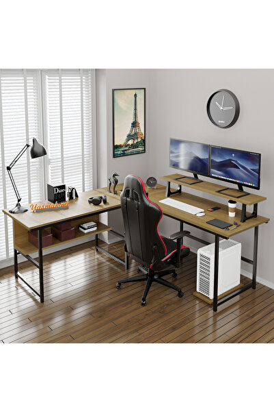 yasmak 200-c Ceviz L masa, Oyun masası, L-Tipi Bilgisayar Masası