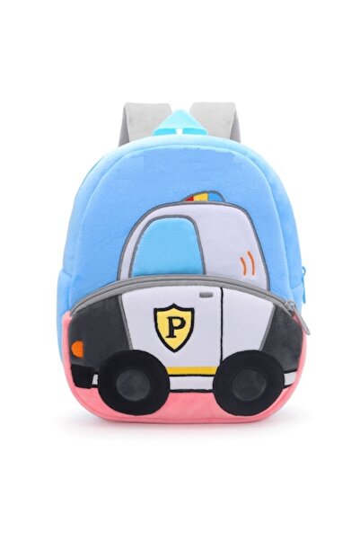 KERNOWSUN Plush Backpack - Police Car Model, Blue
