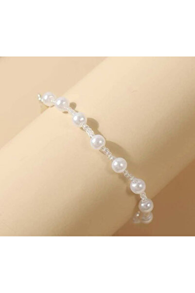 Shiklik White Color Pearl Beaded Women's Bracelet