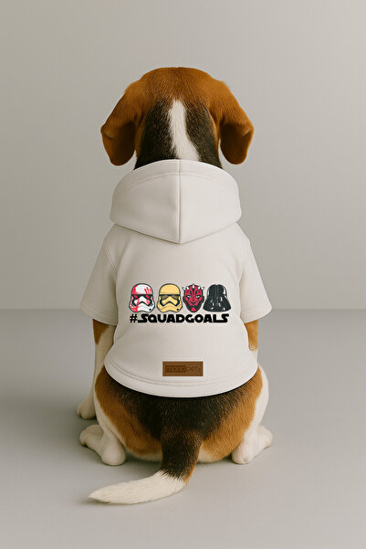 Monopetz Baskılı İçi Polarlı Köpek ve Kedi Kıyafeti & Elbisesi - Beyaz Renk K...
