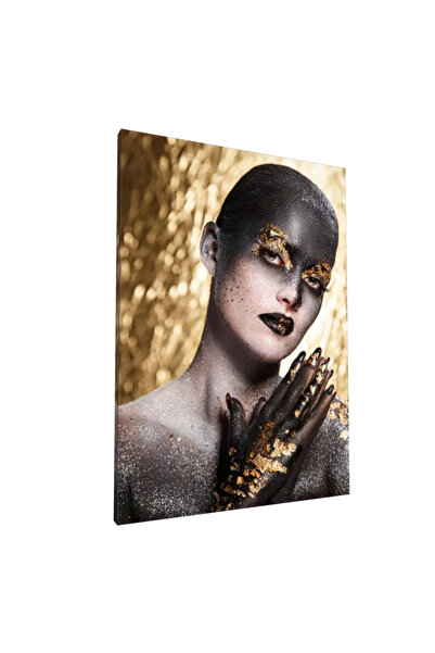 PozaTablou Pictură pe pânză: Portret artistic cu elemente aurii (2) 70x100 cm