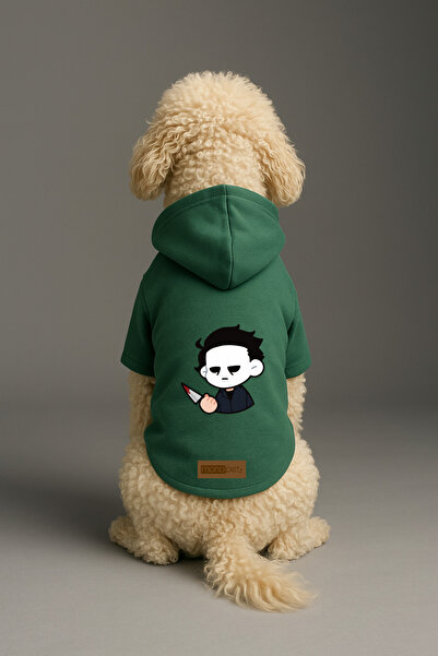 Monopetz Printed Dog and Cat Clothing & Dress with Fleece Inside - Green Colo...