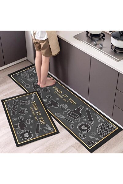 OEM Set 2 Covoare Antiderapante pentru Baie și Bucătărie, Design Food if you
