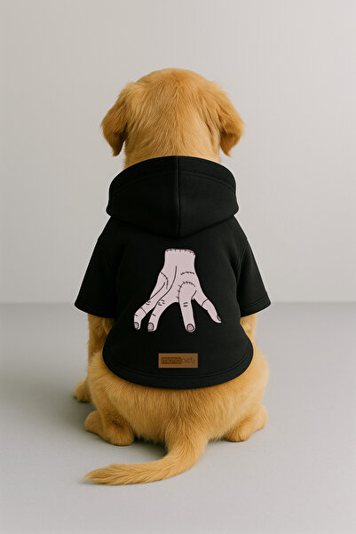 Monopetz Printed Dog and Cat Clothing & Dress with Fleece Inside - Black Colo...