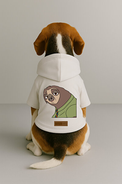 Monopetz ملابس وملابس للكلاب والقطط مطبوع - لون أبيض K بغطاء رأس هودي B2065