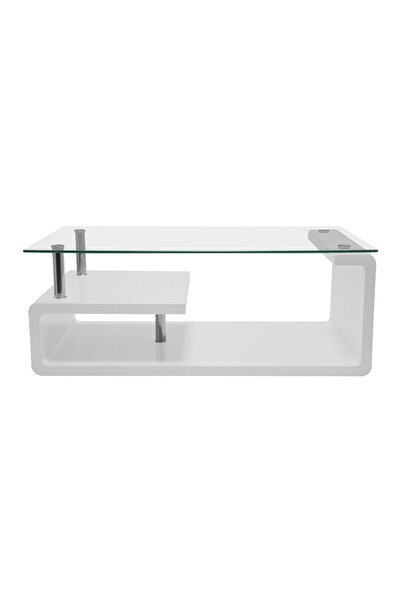 DacEnergy DacEnergy(C) coffee table, rectangular shape, with shelf, glass top, white finish, 110 x...