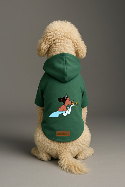 Monopetz Printed Dog and Cat Outfit & Dress with Fleece Inside - Green Color ...