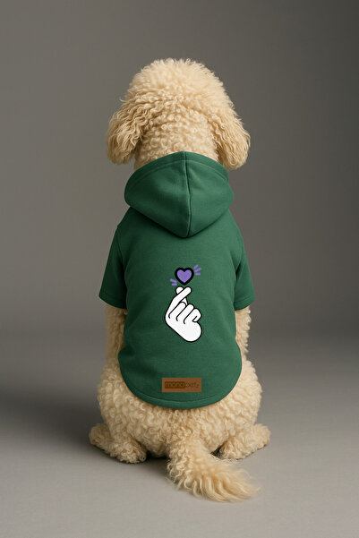 Monopetz Baskılı İçi Polarlı Köpek ve Kedi Kıyafeti & Elbisesi - Yeşil Renk K...