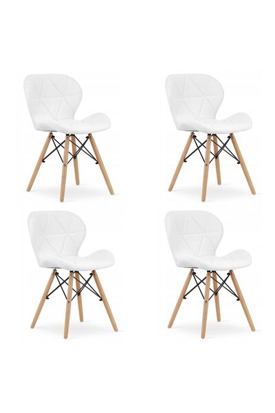 Artool Set of 4 Scandinavian-style chairs, Artool, Lago, faux leather, wood, white, 47x38x73 cm