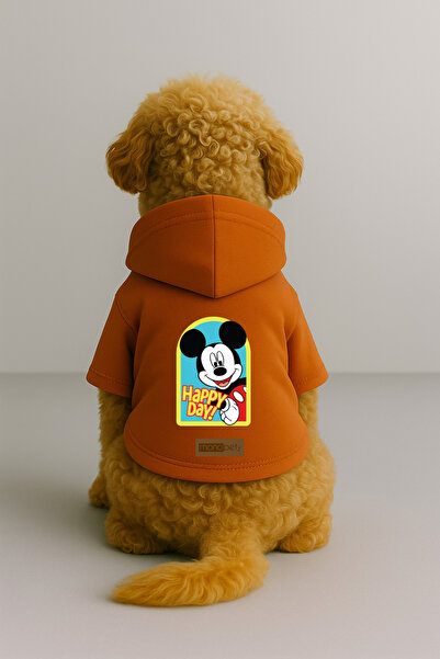 Monopetz Printed Dog and Cat Clothing & Dress with Fleece Inside - Orange Col...