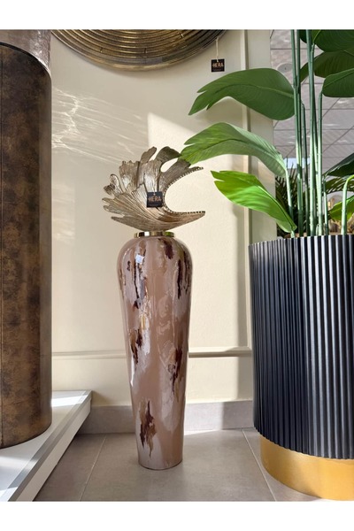 HERA DEKOR Ithal Desenli Metal Yer Küpü 102 CM