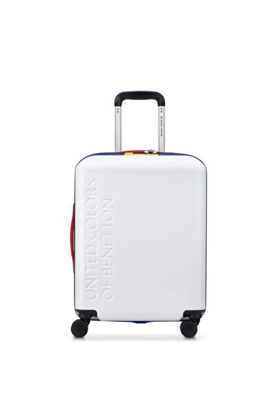 Delsey United Colors of Benetton Double Wheel Luggage Cabin Trolley Suitcase 55cm Blanc