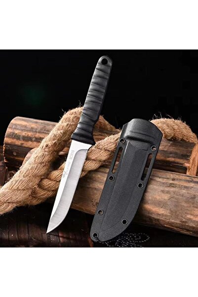 valkyrie 9CR18 Soğuk Çelik Boyun Askılı Kılıflı Kamp Av Bıçağı Paslanmaz Çeli...