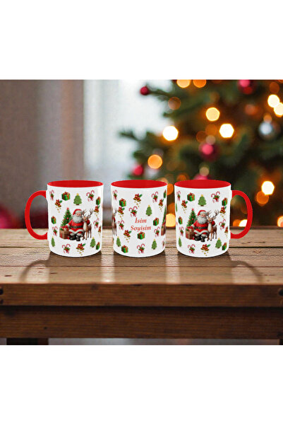 ALPŞAN TİCARET Kişiye Özel Yılbaşı Temalı Kupa – İsim Yazılı Noel Baba ve Gey...