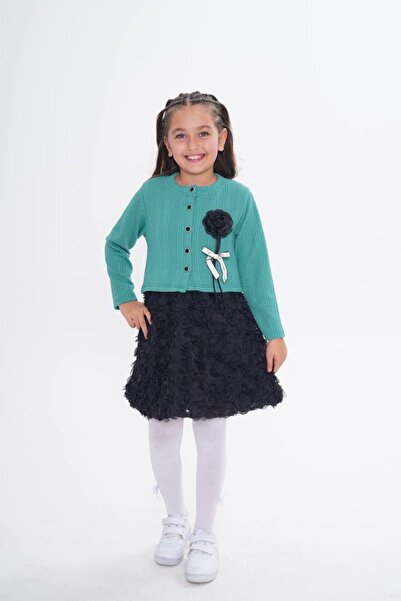 tunays shopping Set de 2 rochii și cardigan pentru fetiță cu fustă cu detalii...