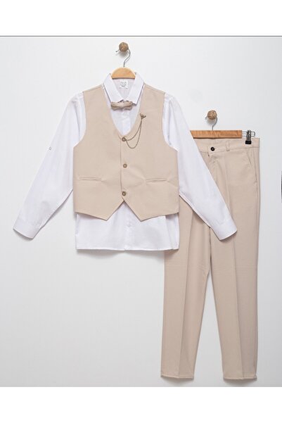 renkli diyar Boy's Vest Set shirt, pants, and bow tie 4-piece set - perfect for holidays and weddings