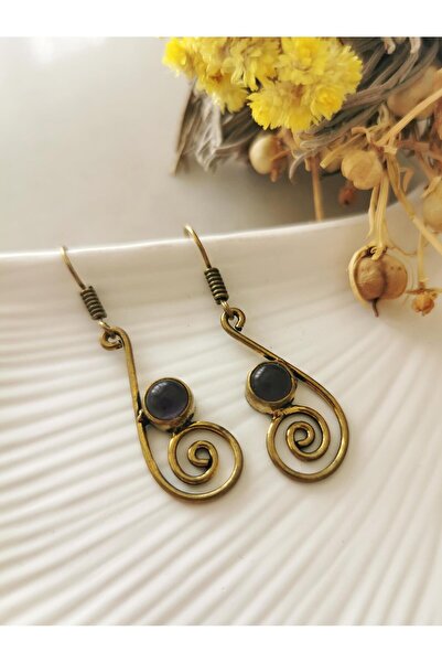 Halley Concept Natural Stone Brass Earrings