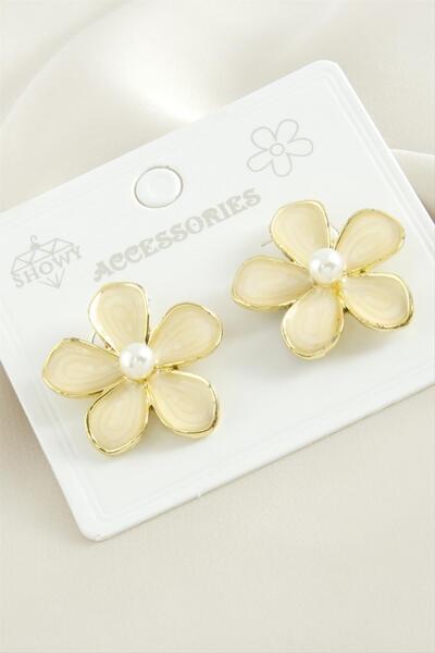 nolva أقراط مينا على شكل زهرة اللؤلؤ