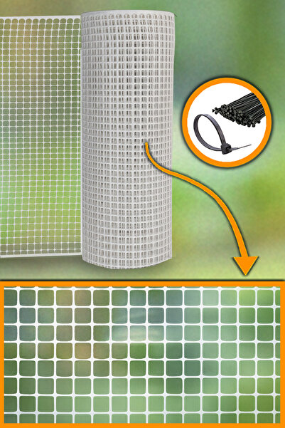 Morilu BEYAZ Plastik Bahçe Çit Perde - 10 mm Göz - Dekoratif Plastik Çit Örtü...