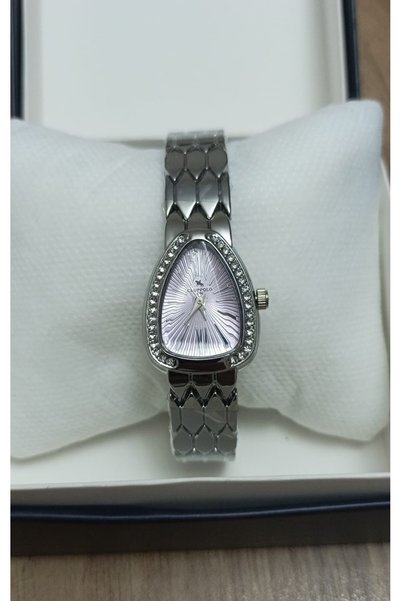 Gerçek Hediyelik Stylish Women's Wristwatch - Silver Color Band, Stoned, Elegant, Boxed, Gift