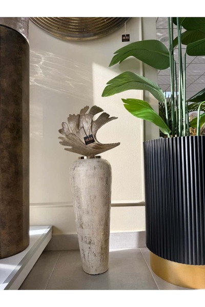 HERA DEKOR Ithal Desenli Metal Yer Küpü 90 CM