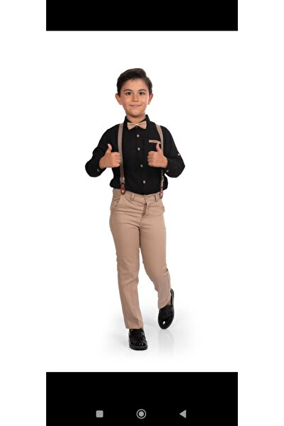 renkli diyar Boys' Suit Shirt Pants Shirt Suspenders Bow Tie Wedding Holiday