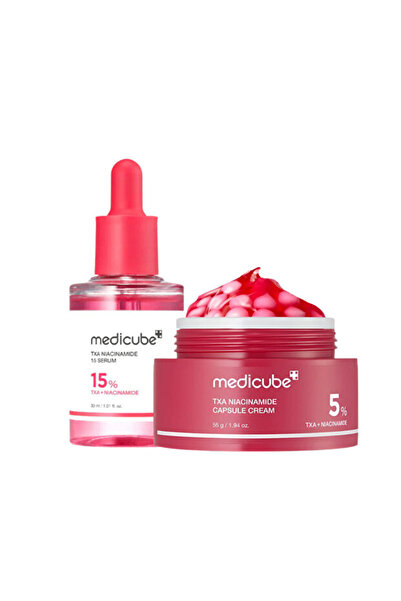 MedicubeClear skin مجموعة ميديكيوب TXA نياسيناميد لتفتيح البشرة مع كبسولات كريم | العناية بالبقع الداكنة | توحيد لون البشرة وترطيبها