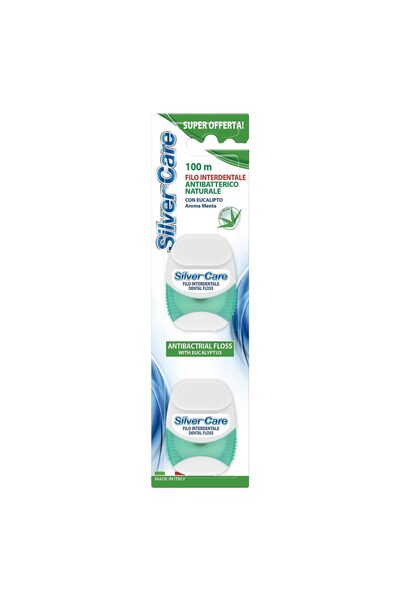 SILVER CARE Σετ 2 Ata dentara 2x50 mt Menta si Eucalipt Vegan