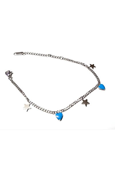 Hediye Vakti سوار من الفولاذ المقاوم للصدأ بتصميم قلب ونجمة باللون الأزرق – س...