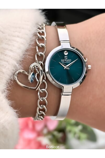 Reward ساعة نسائية، سوار فولاذي فضي اللون، علبة صغيرة، في علبة أنيقة، مع سوار هدية