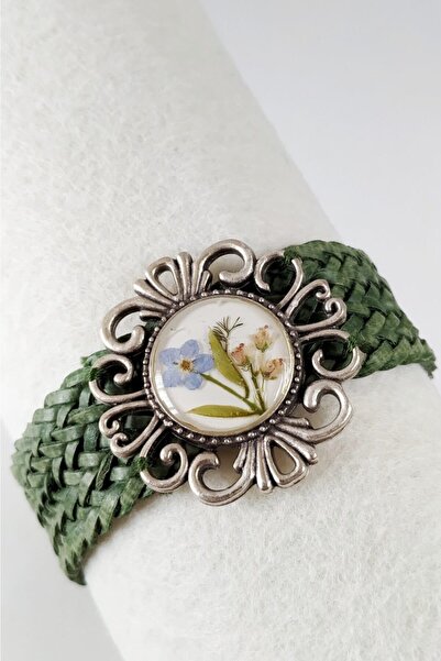 Halley Concept سوار نسائي مصنوع يدويًا من الإيبوكسي الزهري الحقيقي