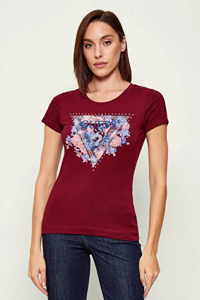 Guess Peony Women's Burgundy Slim Fit T-Shirt W5Bi29J1314-G577