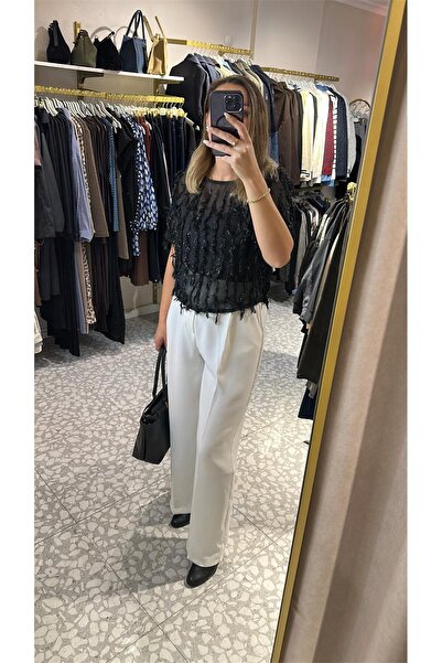 MU&ME BOUTİQUE Bluz Kisa Kollu Tül