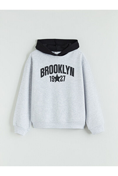 LC Waikiki Alita City Lcw Kids Gray Hooded Thick Sweatshirt for Girls with a ...
