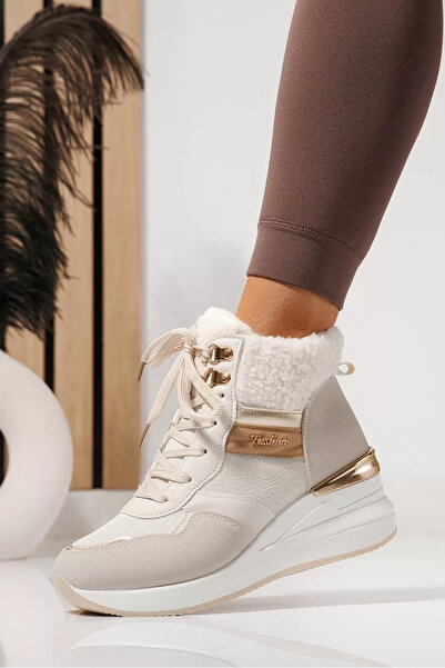 Zaira Ghete dama captusite bej din piele ecologica intoarsa Ariana #23060 - 41