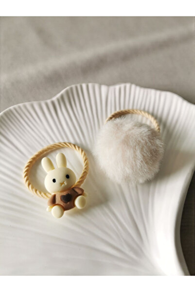 Halley Concept Cream Color Rabbit & Pompom Elastic Buckle for Kids