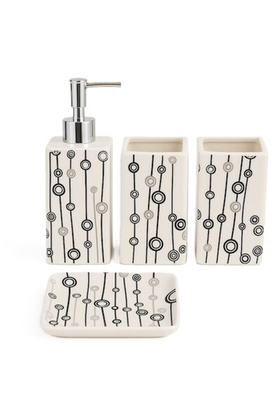 OEM Ceramic bathroom accessory set, 4 pieces, model - Modern Circles