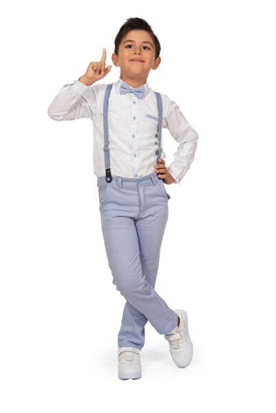 renkli diyar Boys' Suit Shirt Pants Shirt Suspenders Bow Tie Wedding Holiday