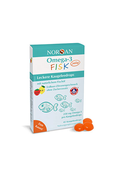 NORSAN Suplimente alimentare copii, Omega-3 FISK Jelly, 250mg , + 3ani, fara zahar, 45 Jeleuri