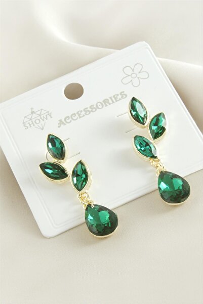 nolva أقراط معدنية مرصعة بالأحجار على شكل زهرة