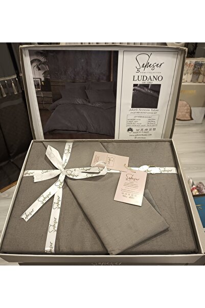 Şaheser Jakarlı Nevresim takımı %100 Pamuk Çift Kişilik Ludano Gri