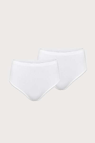 Malabadi Women's 2-Piece White Modal High Waist Panties Slip 2m1921