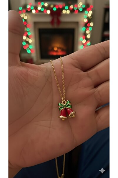 MEEB BİJUTERY Christmas Themed Pendant Bell Bow Red Green