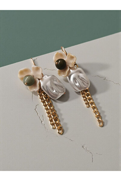 Halley Concept Vintage charm floral pearl steel earrings