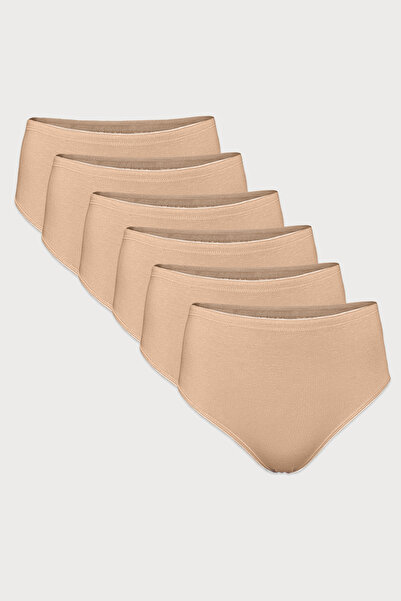 Malabadi Women's 6-Piece Skin Color Modal High Waist Panties Slip 6m1921
