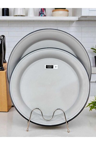 AR Melamine plates, set of 2 pieces, 35cm and 40cm, gray color