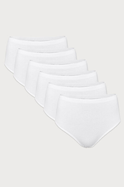 Malabadi Women's 6-Piece White Modal High Waist Panties Slip 6m1921
